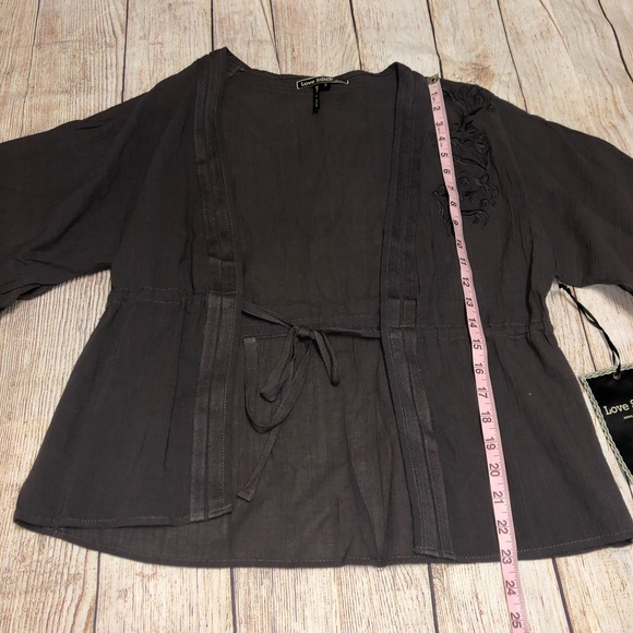 Love Stitch Open Cardigan with Tie - Picture 6 of 6